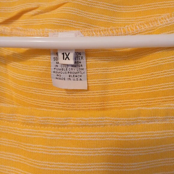 Nwt Square neck Trapeze Blouse womens Plus 1X Sunny yellow stripe Short sleeve - Picture 7 of 7